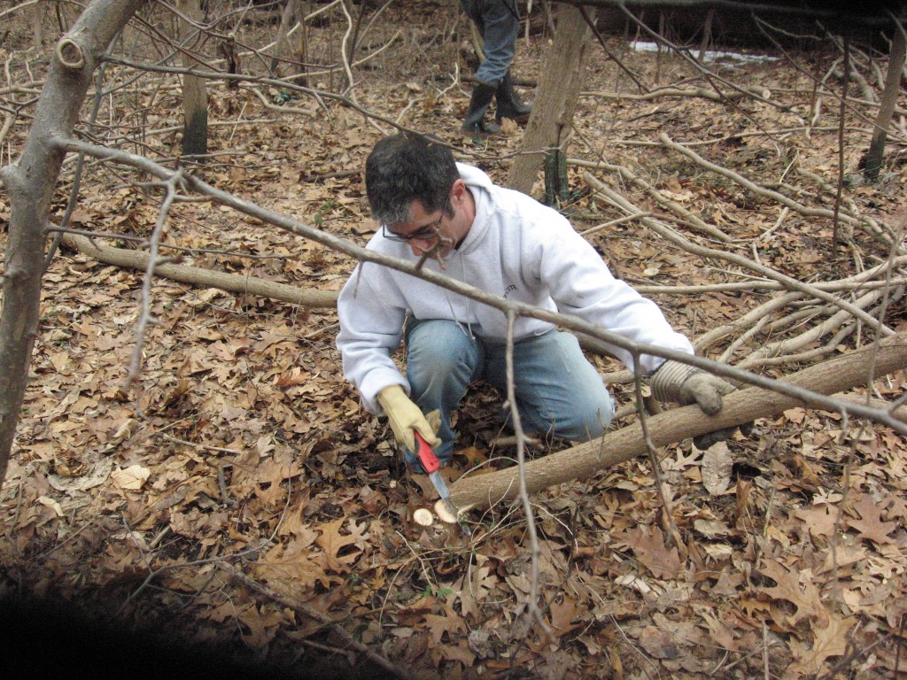 Scott Umlauf, Darby Creek Watershed Resident, hard at work restoring his part of the watershed