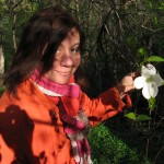 Isabelle with Dogwood bloom, West Fairmount Park, Philadelphia