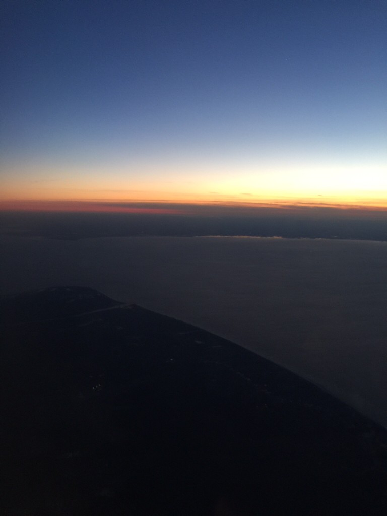 Sunset over the Delaware Bay. Below is New Jersey